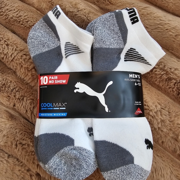 Puma Other - Puma No Show Cool Max Moisture Wicking Socks Men's sz 6-12